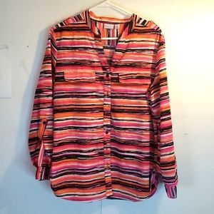 Women's blouse multi color pink and blk size women's lg